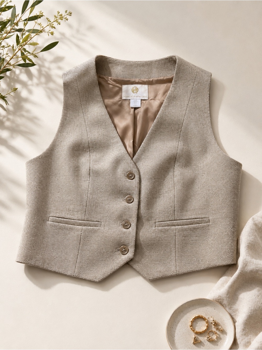House of Harlow 1960 Neutral Cream Tailored Vest